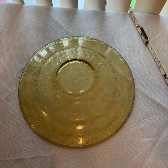 Vintage Federal Amber Depression Glass Low Console Bowl Madrid Pattern 11" - Picture 6 of 7